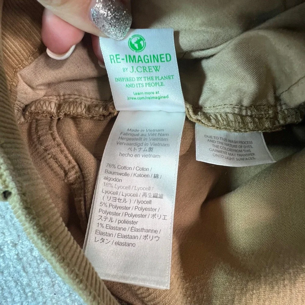 J.Crew‎ Vintage Slim Straight Corduroy Pants Womens 27 Khaki Tan Mid Rise Casual